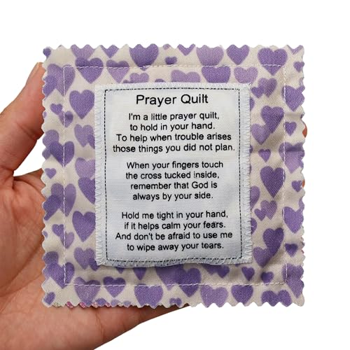 Mini Prayer Quilt with Cross Inside Vintage Pocket Scripture Prayer Quilt Squares Sympathy Christian Gifts for Women Pastor Appreciation Father's Day Graduates Gifts (Blue, 1 Pack) - color: Blue, size: 1 Pack