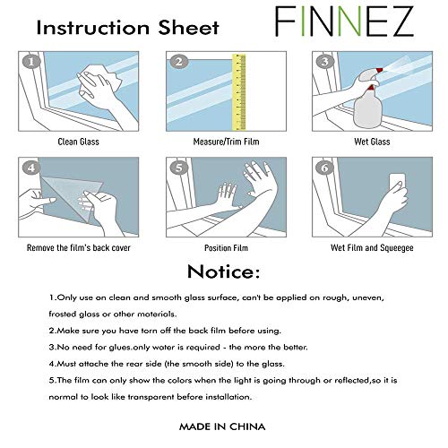 Finnez Frosted Glass Window Privacy Film, Static Cling, 23.6" x 78.7" | UV Block & Heat Control Sticker, Adhesive Free Removable Tint, No Glue Anti-Glare Renter Friendly Coverings for Home Bathroom - color: Crystal, size: 23.6 x 78.7 Inch