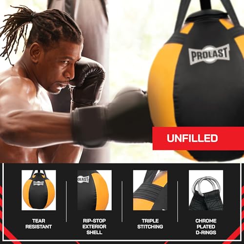 Wrecking Ball Heavy Punching Bag for Adults, Hook and Uppercut, Body Snatcher, Boxing, MMA, Muay Thai, 65 lbs, Classic - color: Yellow / Black, style: Unfilled