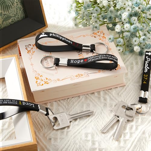 Sureio 24/48/100pcs God Father Christian Gifts Keychains Bulk with Bible Scripture Inspirational Keychains Church Vbs Gift - color: Dark Colors
