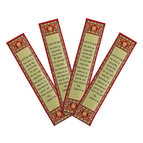 Love of God, Bulk Pack of 4 Woven Fabric Bible Verse Bookmarks, Silky Soft & Flexible Religious Bookmarkers for Novels Books & Bibles, Memory Verse Gift, Traditional Turkish Woven Design - color: Love of God - 4 Pack