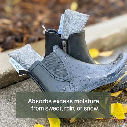 Moso Natural Shoe Deodorizer Inserts (3 Pack) Charcoal Odor Absorber for Shoes, Gym Bag & Boot Deodorizer, Unscented Shoe Odor Elimination, Air Purifying Bags, Lasts 2 Years (6 Bags) - style: 3 Pack (6 Total) Charcoal