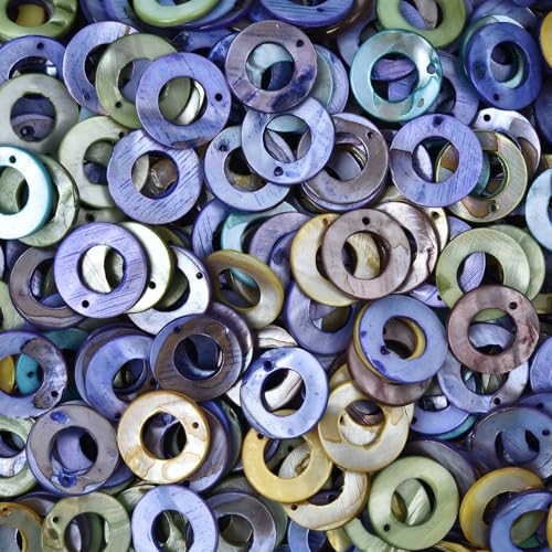 18mm Multicolor Natural Mussel Shell Flat Circle Beads for Jewelry Making - color: 18mm Flat Round Circle