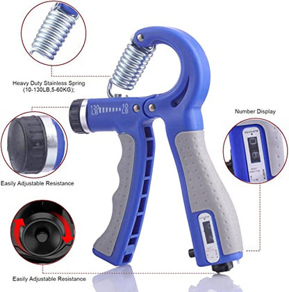 Hand Strengthener Grip 2 Pack, Hand Exercisers for Strength with Adjustable Resistance 10-130 Lbs,Hand Grip,Grip Strength Trainer for Muscle Building and Injury Recover - color: Blue