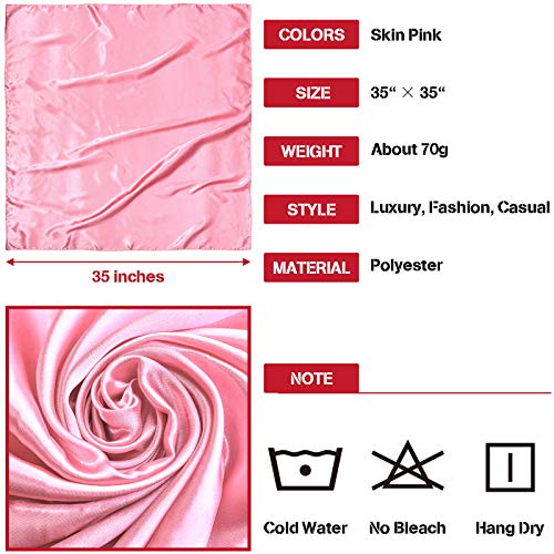 Syhood 4 Pcs 35 Inch Head Satin Large Bandana Satin Scarves Head Scarf for Women's Hair Square Scarf - color: Navy Blue, Wine Red, Skin Pink, Blue