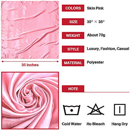 Syhood 4 Pcs 35 Inch Head Satin Large Bandana Satin Scarves Head Scarf for Women's Hair Square Scarf - color: Navy Blue, Wine Red, Skin Pink, Blue