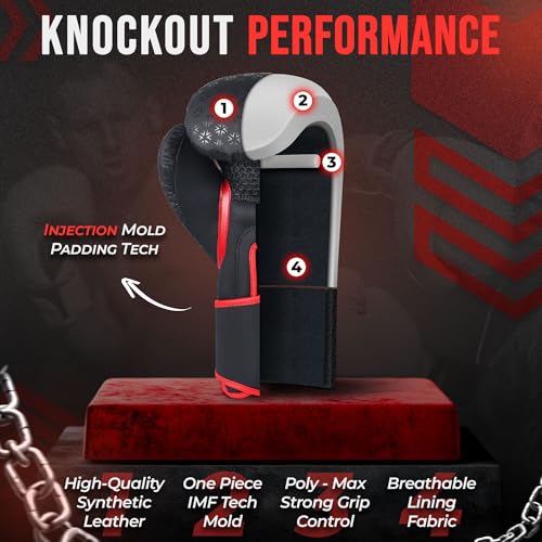 Twisto Boxing Gloves Black Rox - Pro Training & Sparring, Maya Hide Leather, Muay Thai, MMA, Kickboxing, Men, Women, Adults, Heavy Punching Bag, Focus Mitts, Pads,10oz 12oz 14oz 16oz - color: Red, size: 10 oz