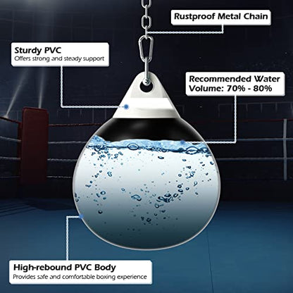 Goplus Water Aqua Bag, 21'' 180 Pound /18” 110 Pound Heavy Punching Bag with Adjustable Metal Chain, Water Injection Hose, Boxing Training Bag for Adults Fitness, MMA - style: Black-18”, 110LBS