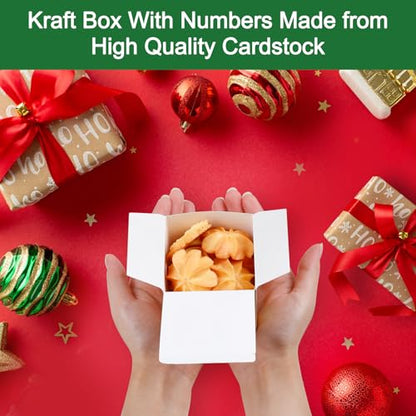 ONESING 24 Pcs DIY Christmas Advent Calendar Boxes for 2025, 24 Days Countdown Calendar Gift for Adults and Kids Christmas Cardboard Number Boxes Make & Fill Your Own Advent Calendar Boxes - color: Style-D