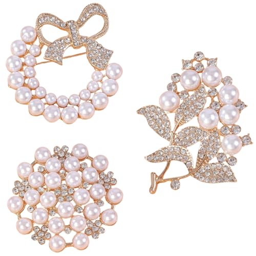 Chic Pearl Crystal Brooch Pins for Women Girls Fashion Shawl Pin Corsage Brooch Party Ceremony Accessories Dance Banquet Pins - color: 7-13
