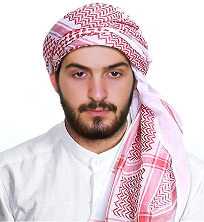 JPXH Arab Tactical Desert Headwear Muslim Palestinian Scarf Men's Halloween Costume Accessories - color: Red1