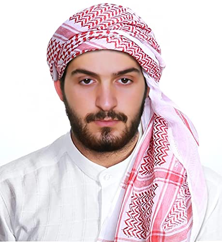 JPXH Arab Tactical Desert Headwear Muslim Palestinian Scarf Men's Halloween Costume Accessories - color: Red1