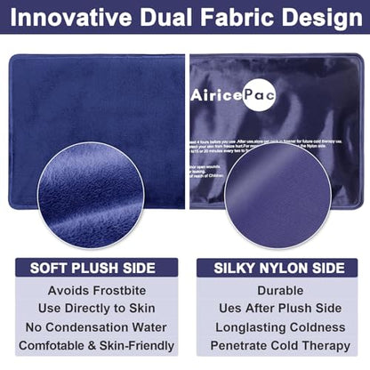 AiricePac Ice Packs for Injuries Reusable, Gel Cold Pack for Knee Neck Shoulder Ankle Elbow Hip Back Pain Relief, Cold Compress Therapy for Swelling, Bruises, Surgery, 7”x 11”, Blue - style: M 1 Pack