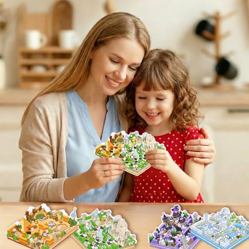 Girls 3D Miniature Scene Stickers,4 Sets Fantasy Maze DIY House Stickers for Alice's Garden, Magic Garden, Desert Adventure, Snow Maze, 3D Sticker Scenes for Adult Kids Relief Stress Pass The Time - style: Fantasy Maze