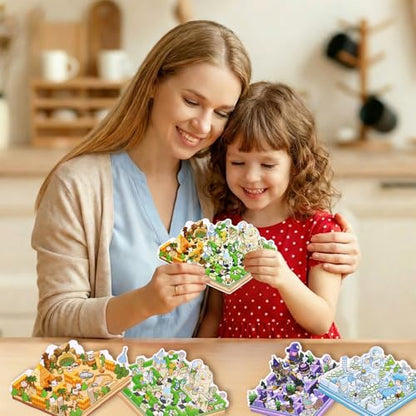 Girls 3D Miniature Scene Stickers,4 Sets Fantasy Maze DIY House Stickers for Alice's Garden, Magic Garden, Desert Adventure, Snow Maze, 3D Sticker Scenes for Adult Kids Relief Stress Pass The Time - style: Fantasy Maze