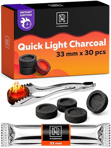 30 pcs Charcoal Discs to Burn Incense - Hookah Charcoal Hookah Coals for Hookah - Quick Light Charcoal Tablets - 33 mm Premium Quality Incense Charcoal Discs - Pack of 30 - color: 30 Pcs Quick Light Coals
