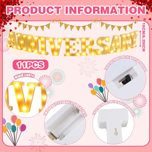 Aurelema Sukkot Large LED Letter Sign LED Lights Battery Powered Table Decoration for Party Gift Tabletop Decoration(Anniversary) - size: 8.27 inches, style: Anniversary