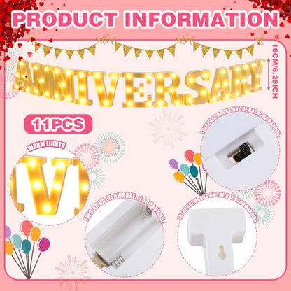 Aurelema Sukkot Large LED Letter Sign LED Lights Battery Powered Table Decoration for Party Gift Tabletop Decoration(Anniversary) - size: 8.27 inches, style: Anniversary