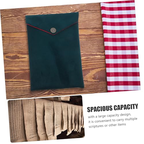 Buddhist Text Bag Chinese Style Scriptures Storage Pouch Velvet Fabric Bible Carrying Case for Religious Books Sundries Organizer in Dark Green