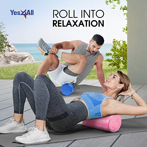 Yes4All Foam Roller, EPP High-Density Material, High Firmness Level, Back Roller for Athlete & Professional, Suitable for Back, Stretching, & Pilates, 12/18/24/36 inch - Black, 12 in