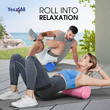 Yes4All Foam Roller, EPP High-Density Material, High Firmness Level, Back Roller for Athlete & Professional, Suitable for Back, Stretching, & Pilates, 12/18/24/36 inch - Black, 12 in