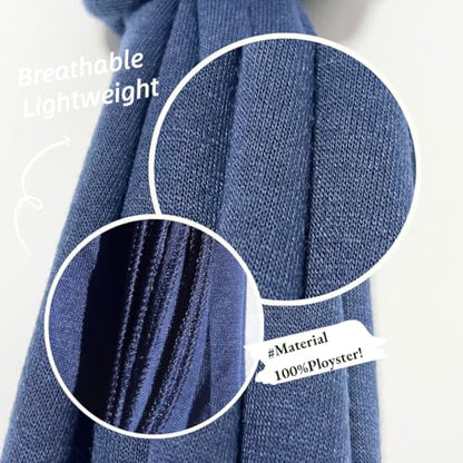 Harewom Muslim Hijab for Women Soft Stretch Headscarf Large Plain Turban Wrap Shawl Head Wrap for Everyday Wear - color: Deep Blue Hijab Headscarf