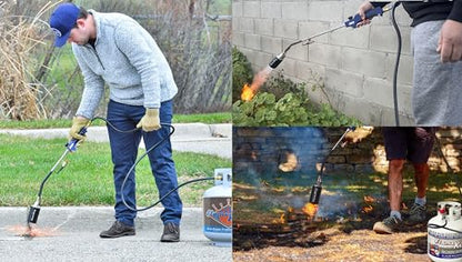 Flame King Propane Torch Kit Heavy Duty Weed Burner, 340,000 BTU with Piezo Igniter (Self Igniting), with 10-ft Hose for Weed Burning, Melting Ice and Snow, and Roofing - size: 340K BTU - Piezo Igniter