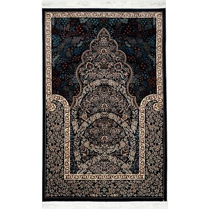 Modefa Velvet Prayer Rug - Soft Plush Turkish Janamaz Sajada Carpet for Men and Women - Luxury Velvet Wide Floral Prayer Mat Ramadan Eid Gift (Dark Blue) - color: Dark Blue
