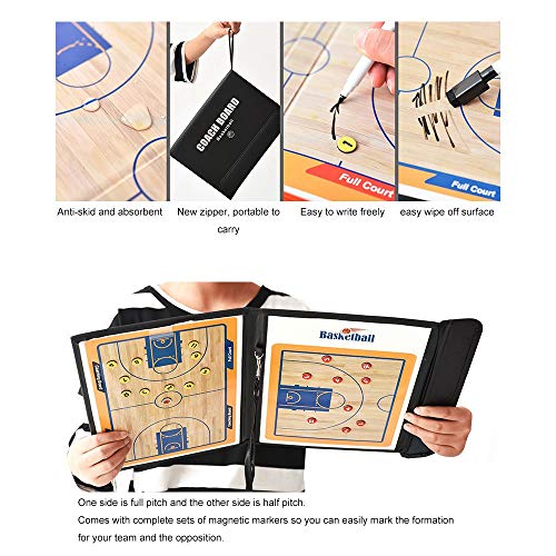 Basketball Coach Tactic Board,Foldable Erasable Coaches Strategy Clipboard,Training,Game Plan and Coach&Referee Study Accessory