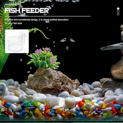 ULTECHNOVO Fish Feeding Ring Aquarium Feeder Circle Reusable Acrylic Floating Fish Food Feeder and Aquariums with Suction Cup Small Size for Tropical and Freshwater