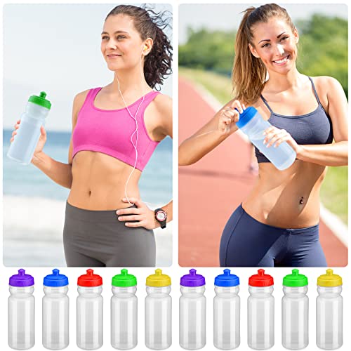 Didaey 100 Pack Water Bottles Bulk 20 oz Reusable Plastic Water Bottles with Pull Top Cap Dishwasher Safe Sports Drinking Bottle for Fitness, Hiking, Cycling, or Gym Workout
