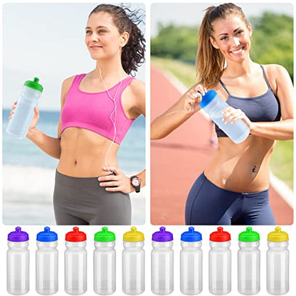 Didaey 100 Pack Water Bottles Bulk 20 oz Reusable Plastic Water Bottles with Pull Top Cap Dishwasher Safe Sports Drinking Bottle for Fitness, Hiking, Cycling, or Gym Workout