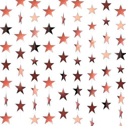 Spakon 65 Ft Star Garland Hanging Decoration Double Sided,Rose Gold - color: Rose Gold