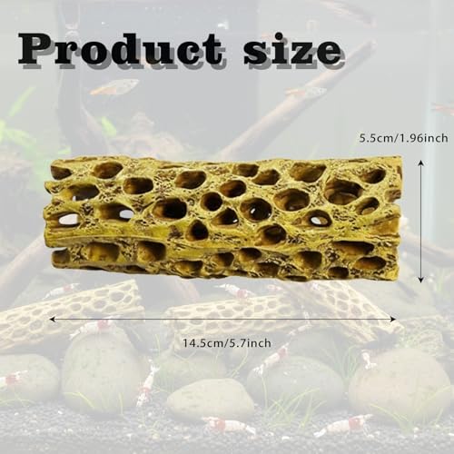 Natural Cholla Wood for Aquarium - 6 Inch Hollow Log Shrimp Hideout, Hermit Crab Climbing Toy, Realistic Driftwood Decor for Fish Tank, Reptile Terrarium Branch Ornament (2 Pack)