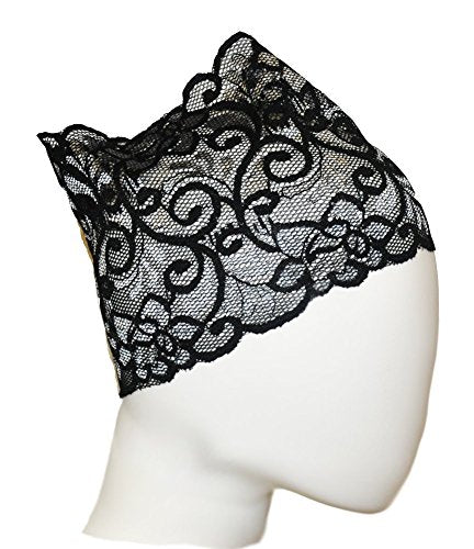 Zaffron Women's Lace Under Hijab Headband Black and Silver - color: Black and Silver