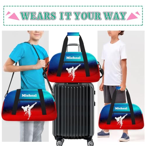 Personalized Martial Art Bag Duffel Bag for Girls, Custom Taekwondo Karate Bag Overnight Bags for Travel Weekender Practice White - color: Option 1