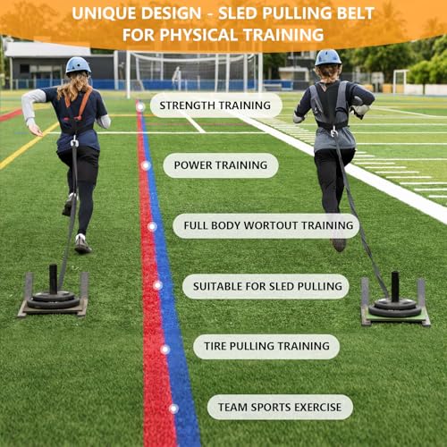 Sled Pulling Belt Set, Adjustable Waist Training Belt with Pulling Rope for Strength Agility Power Training to Help Full Body Building - size: 9.8ft