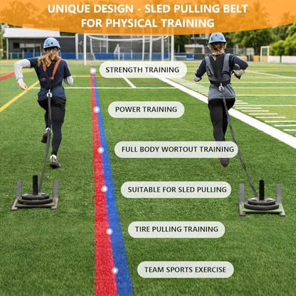 Sled Pulling Belt Set, Adjustable Waist Training Belt with Pulling Rope for Strength Agility Power Training to Help Full Body Building - size: 9.8ft