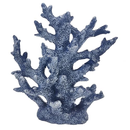 Etlemonde Coastal Beach Blue Coral Reef Statue Home Decor | Perfect for home, desk, bathroom, or shelf. Nautial resin sculpture, great gift for ocean lovers. - color: Blue Coral