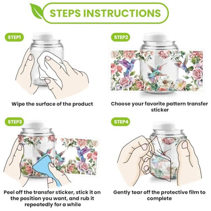 arricraft 10 Sheets UV DTF Cup Wrap Transfer Stickers, 10 Styles 9.45x4.33 Inchs Hummingbird Flower Rub on Transfers Decal for 16OZ Glass Cups Furniture Craft Wood DIY Crafts - style: Hummingbird
