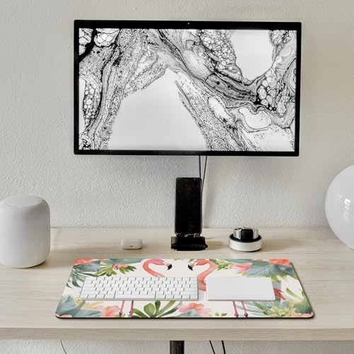 Large Size Gaming Mouse Pad Flamingos and Flowers Desk Mat Non-Slip Base Waterproof Desktop Writing Pad for Office Home - color: Flamingos and Flowers, size: 40X75cm