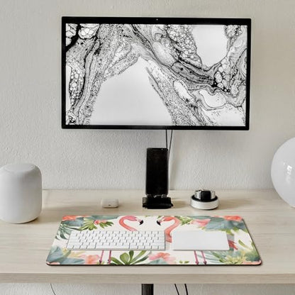 Large Size Gaming Mouse Pad Flamingos and Flowers Desk Mat Non-Slip Base Waterproof Desktop Writing Pad for Office Home - color: Flamingos and Flowers, size: 40X75cm