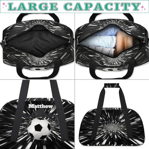 Custom Boys Sports Soccer Training Bag Abstract Black Background | Personalized Named Practice Travel Overnight Training Bag - color: Color 17