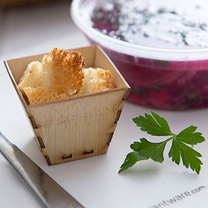 Restaurantware 2 Ounce Appetizer Cups 100 Square Mini Dessert Cups - Durable Disposable Bamboo Tasting Bowls Sustainable For Snacks And Samples - color: Brown, size: 2 oz