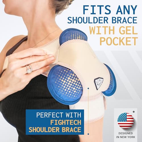 Reusable Hot and Cold Gel Ice Pack for Shoulder, Rotator Cuff, Knee, Back, Head, Eyes, Elbow, Hip - Leak Proof Post Surgery Heat & Cold Therapy Compress by FIGHTECH (Hinge Joint, Single) - size: Large (Single)