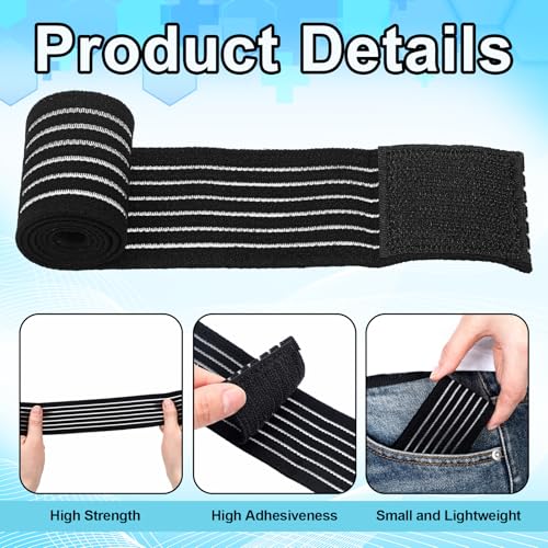 Geiserailie Ice Pack Strap Stretchable, 4 Size Elastic Reusable Ice Belt Extender, Adjustable Hook and Loop Extension Straps Add Length to Most Hot Cold Therapy(4 Pcs,Black) - color: Black