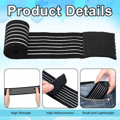 Geiserailie Ice Pack Strap Stretchable, 4 Size Elastic Reusable Ice Belt Extender, Adjustable Hook and Loop Extension Straps Add Length to Most Hot Cold Therapy(4 Pcs,Black) - color: Black