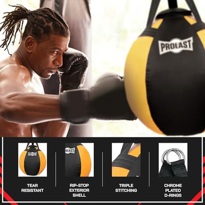 Wrecking Ball Heavy Punching Bag for Adults, Hook and Uppercut, Body Snatcher, Boxing, MMA, Muay Thai, 65 lbs, Classic - color: Yellow / Black, style: Filled