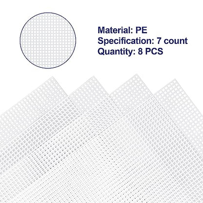 Caydo 8 Pieces 7 Count Plastic Canvas Sheets, Plastic Mesh Sheet | for Cross Stitch, Making Aquarium Dividers, Knit Crochet Projects, 10.5 x 13.5 Inch - color: Clear White - 8pcs