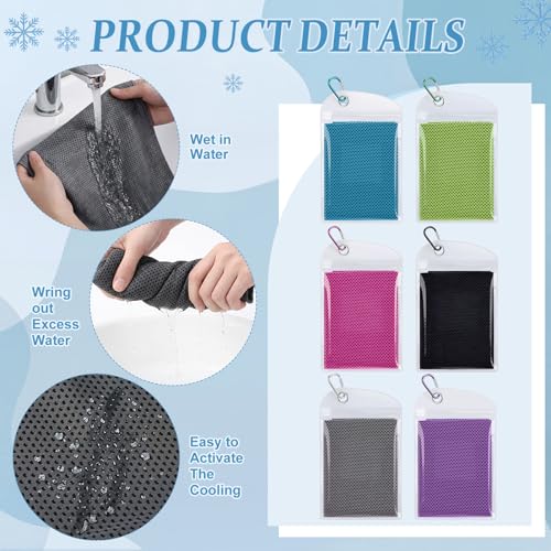 Honoson 30 Pack Cooling Towels Bulk 27"x16" Ice Cold Neck Towels Bulk, Cooling Rags Sports Towel for Hot Weather, Yoga, Golf(Gray, Rose Red, Green, Dark Gray, Purple, Blue) - color: Vibrant Color